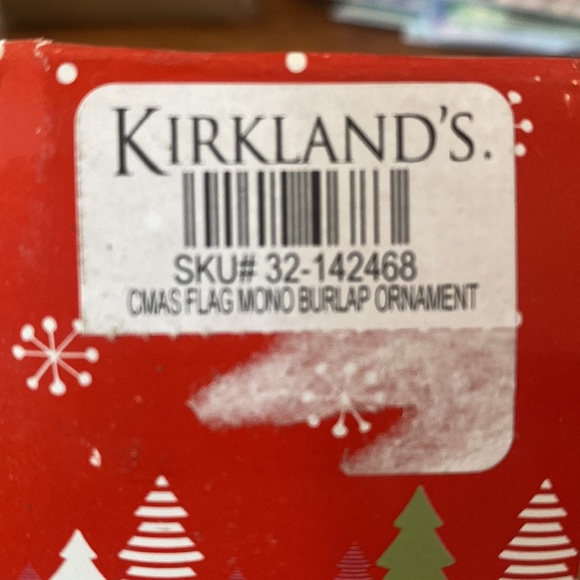 Kirkland’s Chevron Ornament Monogram Letter O Burlap Flag Set NWT - Picture 5 of 5